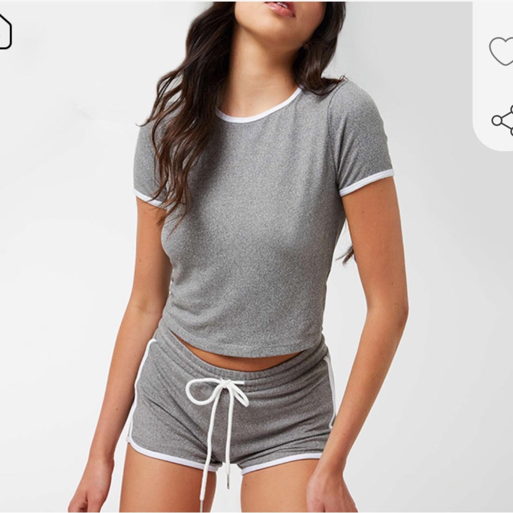 ☀️ 3/$15 ARDENE Short Sleeves Cropped Ringer T-Shirt Grey